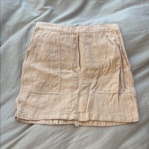 Theory Beige Linen Blend Mini Skirt with Pockets